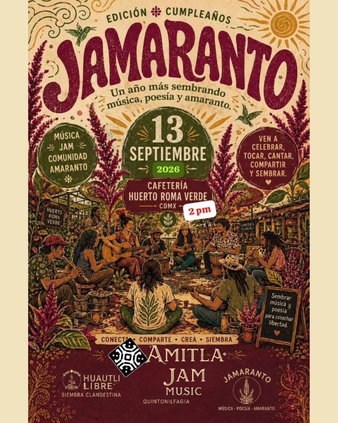 Jamaranto 13 de septiembre · Celebración musical en Huerto Roma Verde